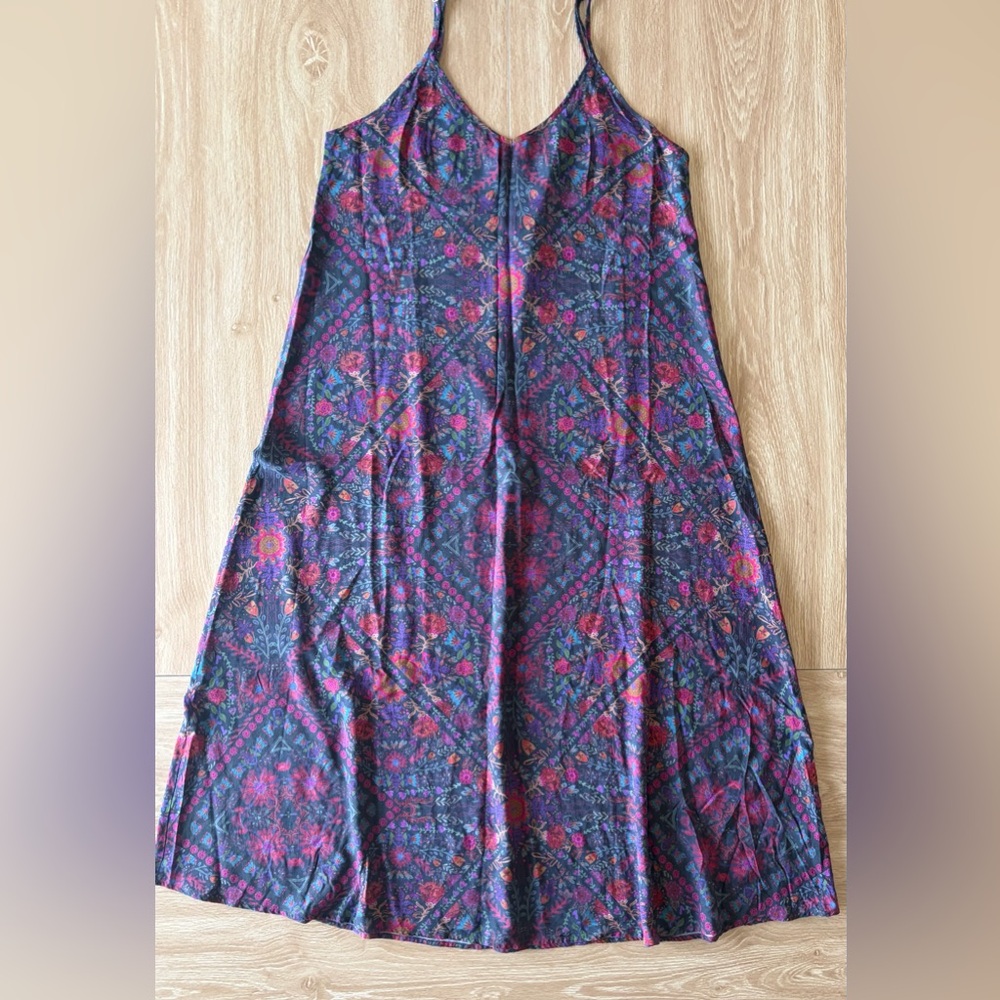 Natural Life Floral Maxi Dress Boho Spaghetti Strap - Size L